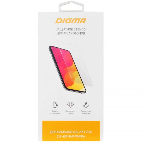 Защитное стекло для сотового телефона Digma 2.5D для Samsung Galaxy A22 2.5D (DGG2SAA22A) для Samsung Galaxy A22